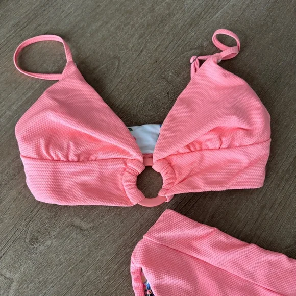 SET - Maaji coral/peony shine Suzy q reversible bikini - medium. nwot - Picture 8 of 11